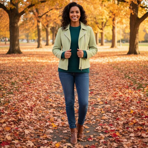Coldwater Creek Jackets & Blazers - Coldwater Creek Vintage Women's Lime Green Suede Jacket XL